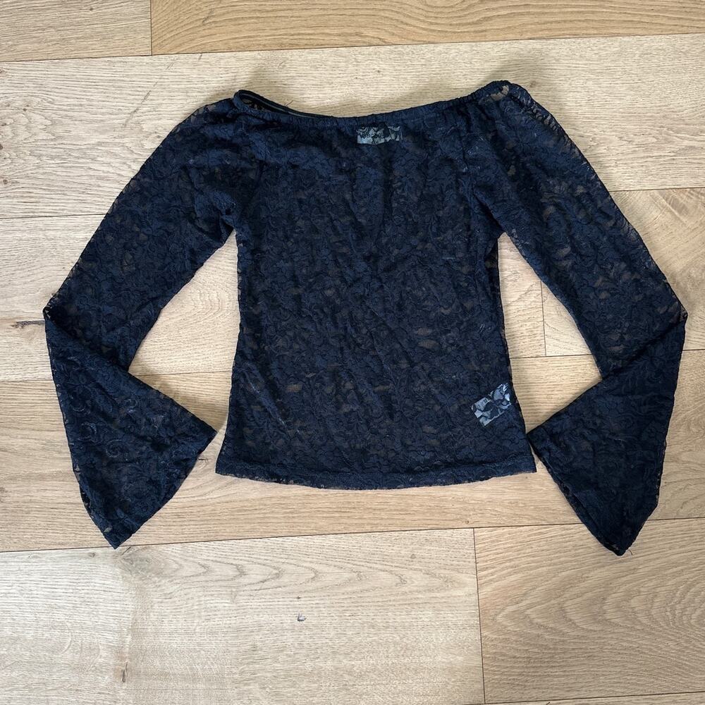 Blackbough Swim - Diana Long Sleeve Sheer Lace Top in Black